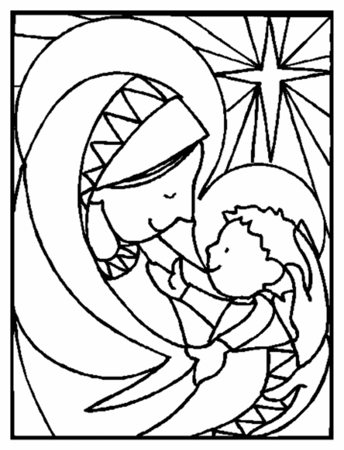 Natale la Madonna e Gesù bambino da colorare