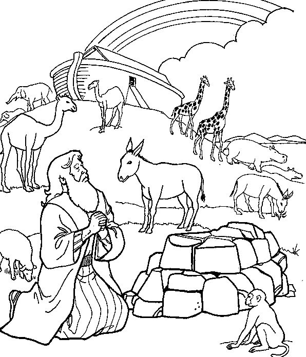 Noè prega prima di salire con gli animali sull’ Arca di Noè