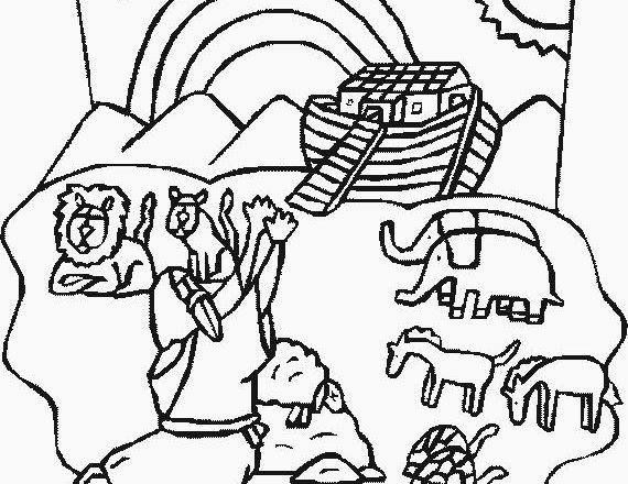 Noè prega prima di salire sull’ Arca di Noè disegni per bambini