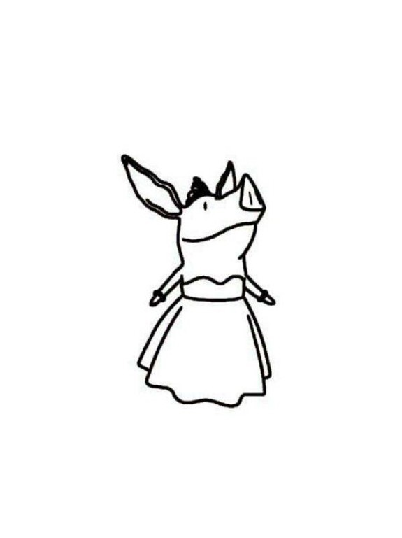 Olivia la maialina con il vestito da ballo da colorare