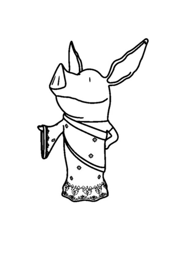 Olivia la maialina con vestito orientale disegno da colorare