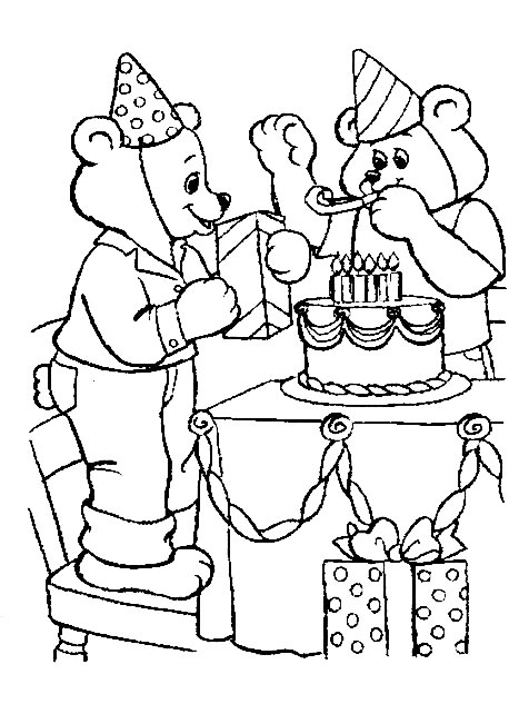 Orsetti Buon Compleanno disegni da colorare