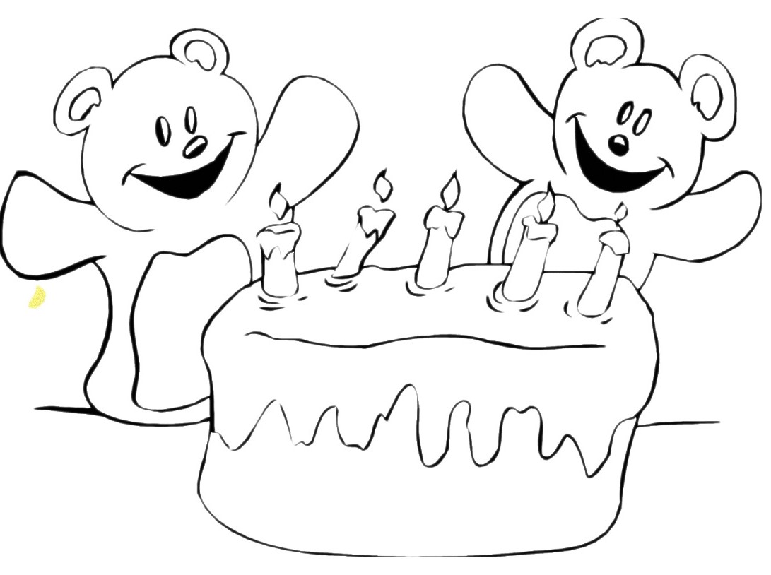 Orsetti con torta di Compleanno disegni da stampare