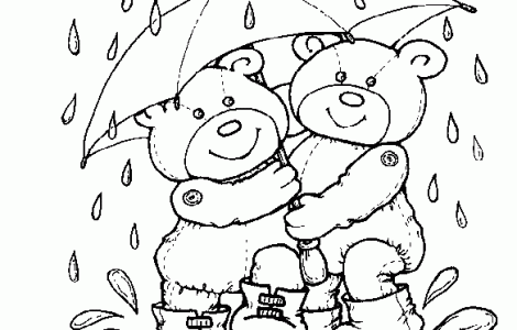 Orsetti innamorati sotto la pioggia disegni per bambini