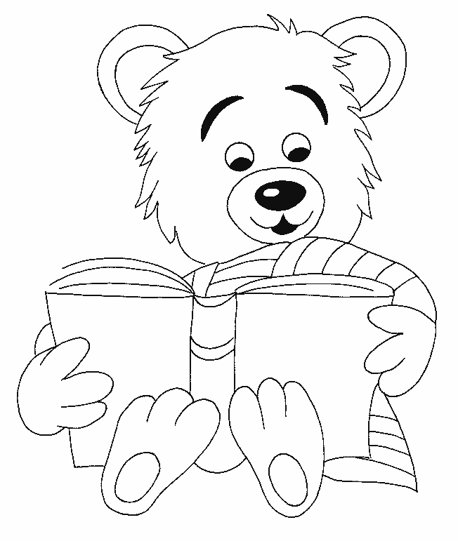 Orsetto che legge un libro disegni da colorare