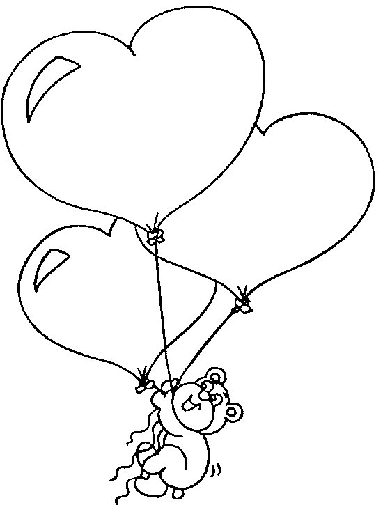 Orsetto che vola sui palloncini disegni da colorare