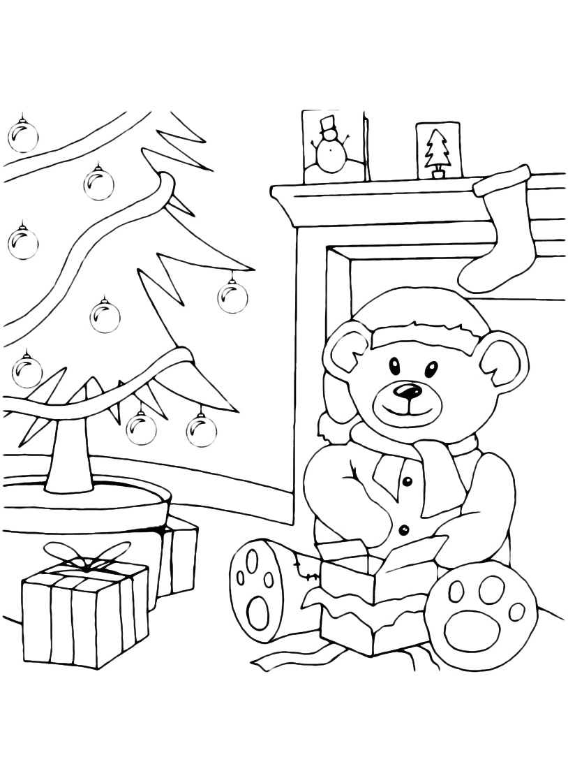 Orsetto di Natale disegni gratis per bambini