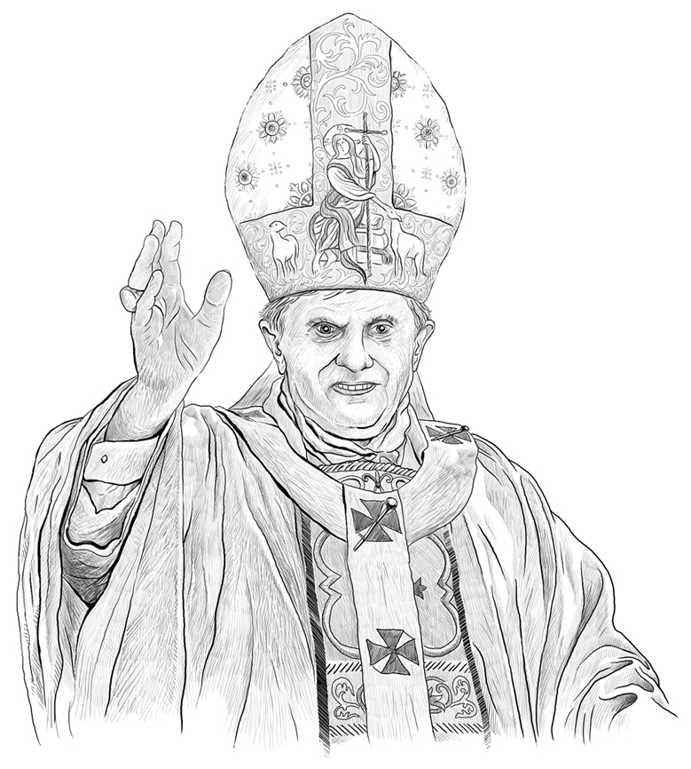 Papa Benedetto XVI disegno da colorare per bambini e bambine