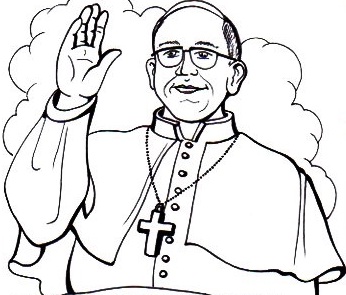 Papa Francesco su sfondo di nuvole disegni da colorare