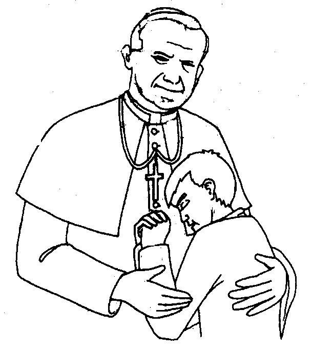 Papa Karol Wojtyla abbraccia un ragazzo disegni da colorare gratuiti