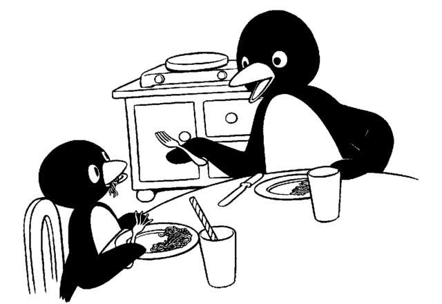 Papà e Pingu insieme da colorare