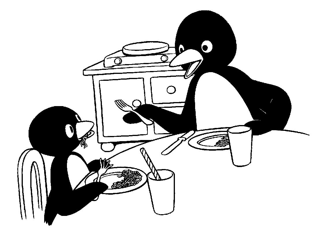 Papà e Pingu insieme da colorare