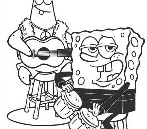 Patrick Stella e Spongebob musicisti cantanti disegno per bambini