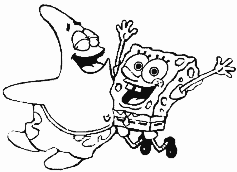 Patrick Stella e Spongebob saltano felici immagini disegni da colorare
