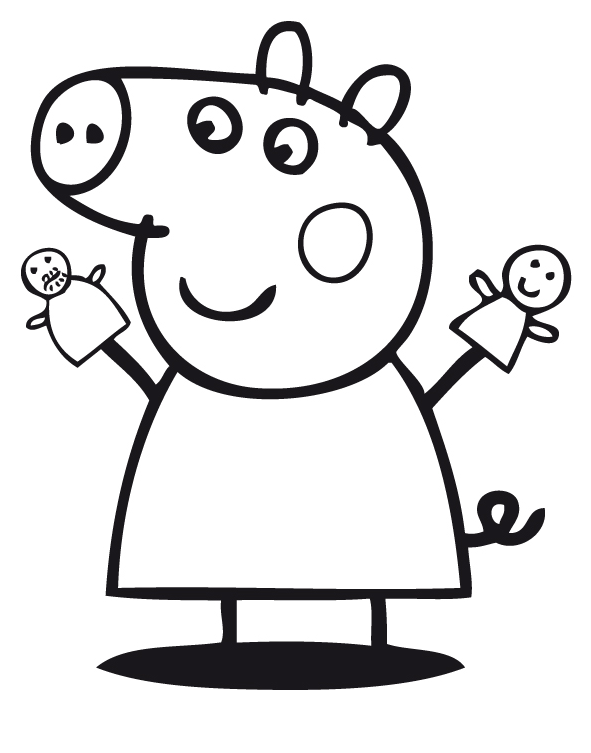 Peppa Pig con marionette disegno da colorare gratis