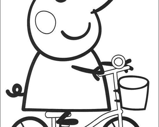 Peppa Pig sulla sua bicicletta da colorare