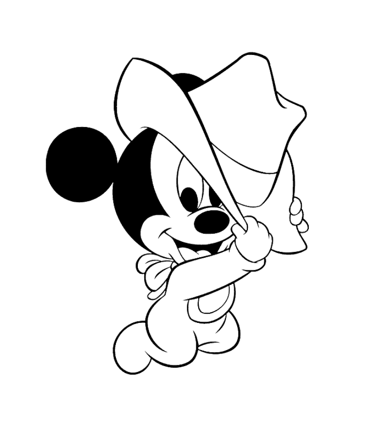 Piccolo Mickey Mouse con il cappello disegni da colorare gratis