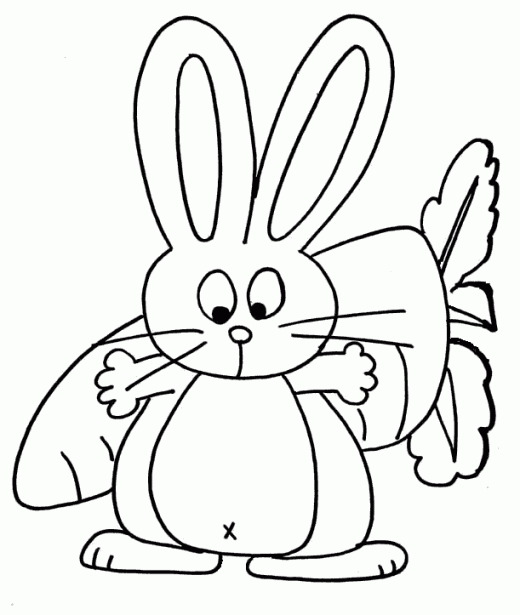 Piccolo coniglio con grande carota disegno per bambini