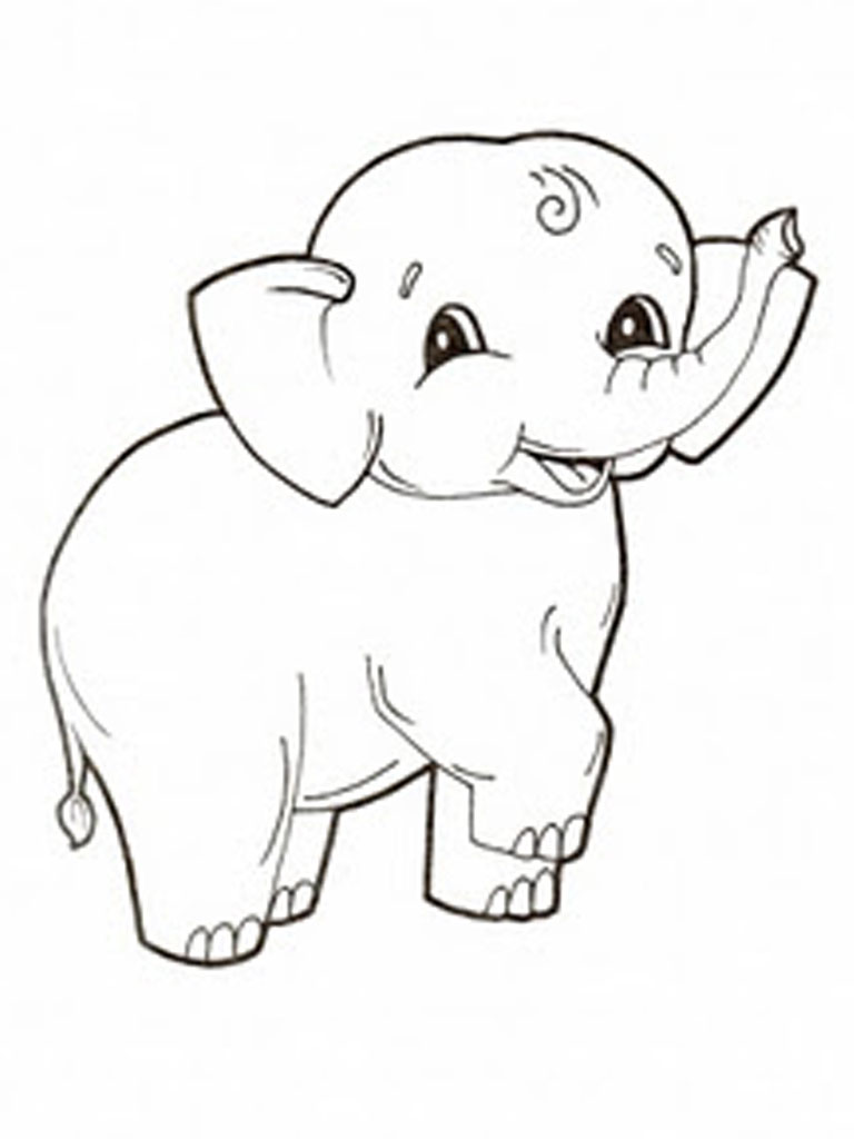 Piccolo elefante da colorare per bambini e bambine categoria animali