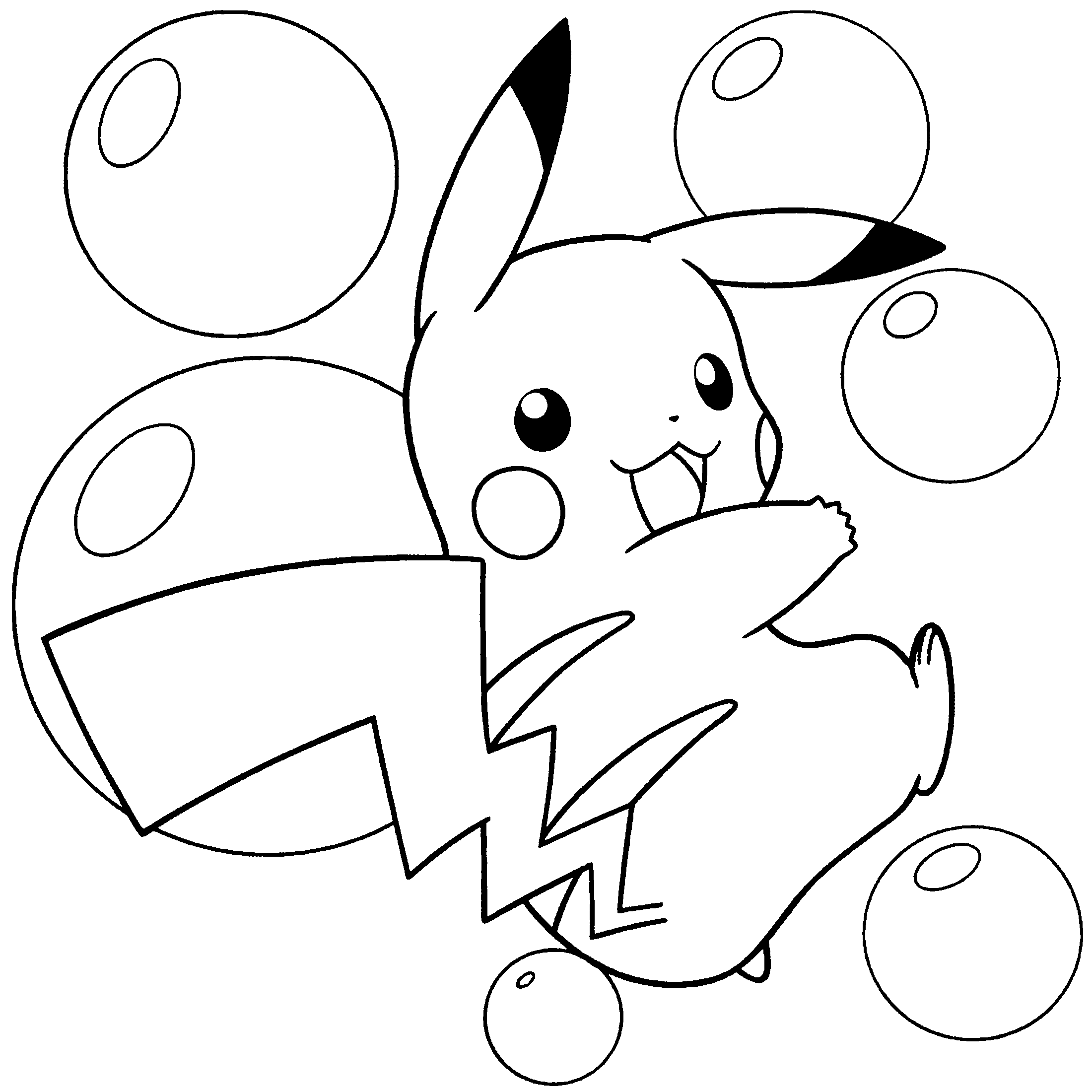 Pikachu Pokemon tra le bolle di sapone