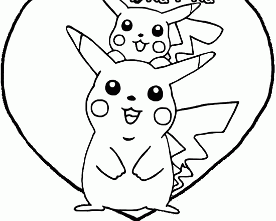 Pikachu nel cuore disegni da stampare e colorare