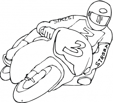 Pilota da corsa su moto con numero 3 disegno da colorare