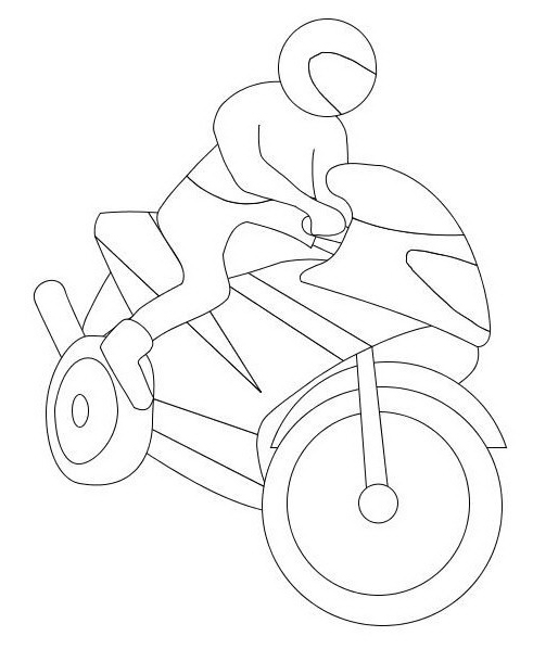Pilota su moto da strada disegno stilizzato semplice