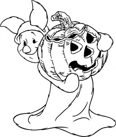 Pimpi personaggio Winnie The Pooh con la zucca di Halloween disegno da colorare