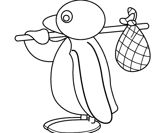 Pingu con fagottino disegno da colorare per i bambini