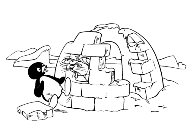 Pinguini nell’ igloo disegni da colorare gratis