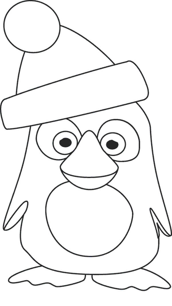 Pinguino con cappello disegno da colorare