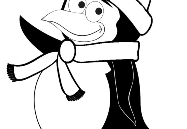 Pinguino con sciarpa e cappello da colorare