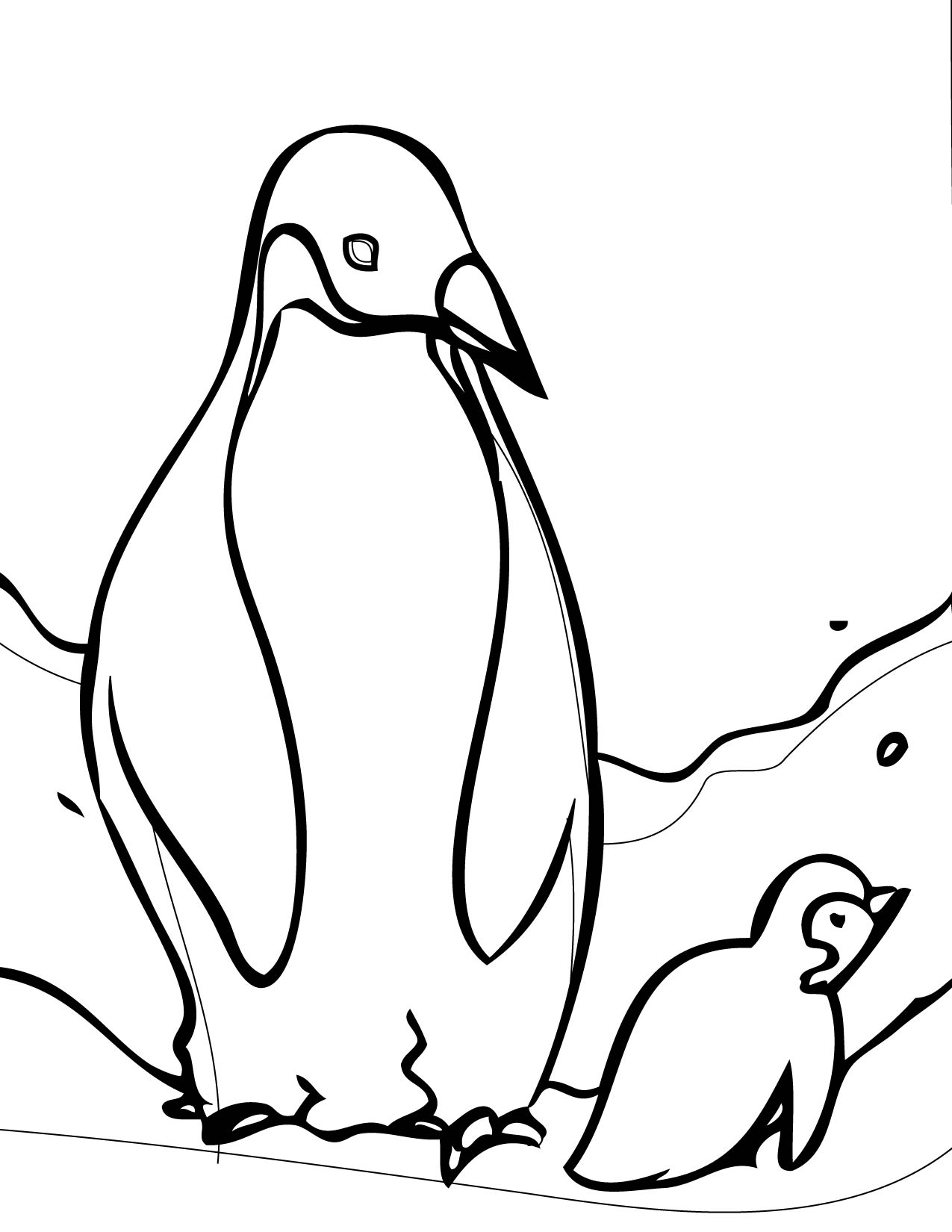 Pinguino mamma col suo cucciolo da colorare