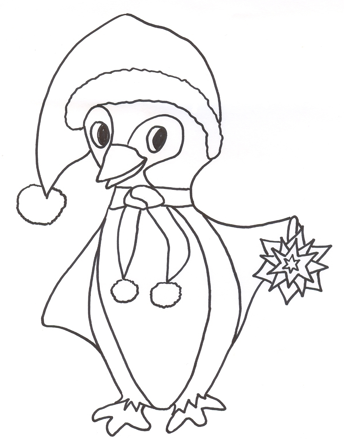 Pinguino natalizio disegno da colorare gratis