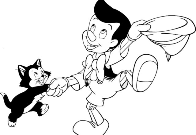 Pinocchio e Figaro disegni da colorare gratis