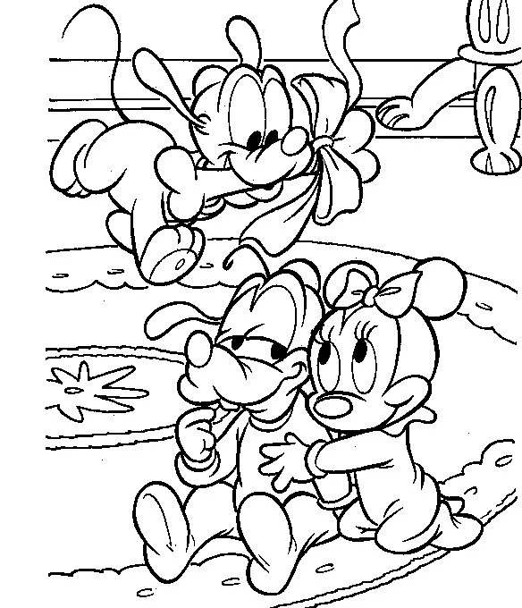 Pippo, Pluto e Minnie disegni da colorare gratis