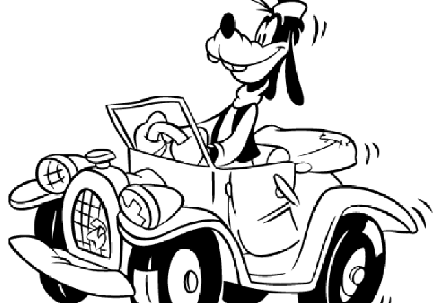Pippo e la sua automobile disegno da colorare gratis
