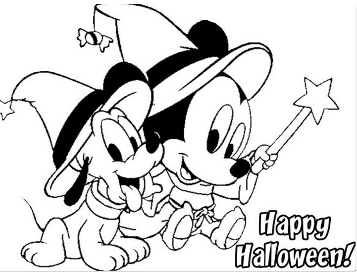Pluto e Topolino Halloween disegni da colorare gratis