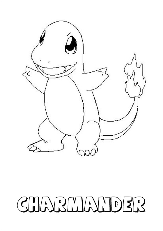 Pokemon Charmander e nome scritto disegno da colorare