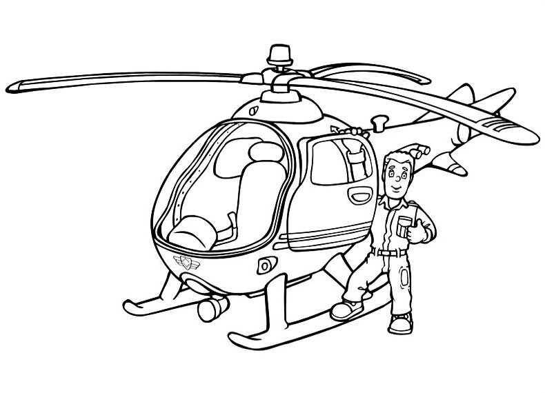 Pompieri in elicottero disegni da colorare