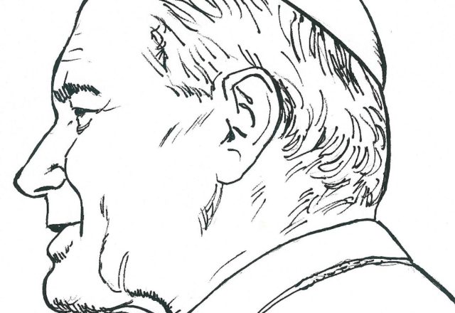Primo piano del Papa Giovanni Paolo II Karol Wojtyla da colorare