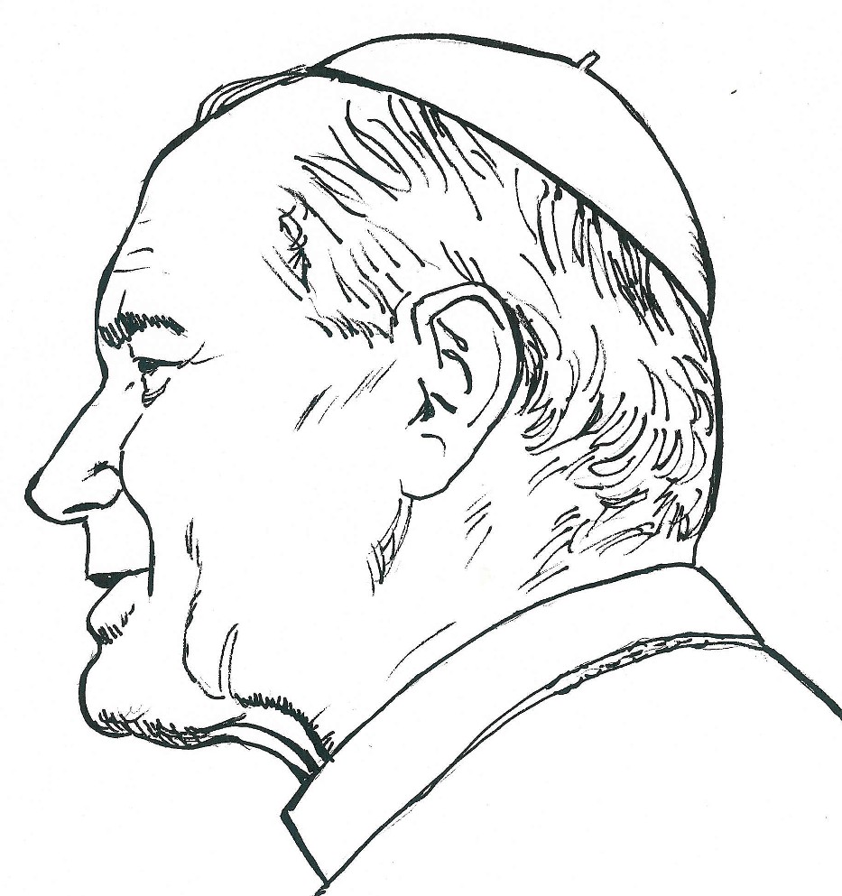 Primo piano del Papa Giovanni Paolo II Karol Wojtyla da colorare