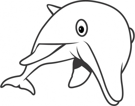 Primo piano di un buffo delfino disegno da colorare