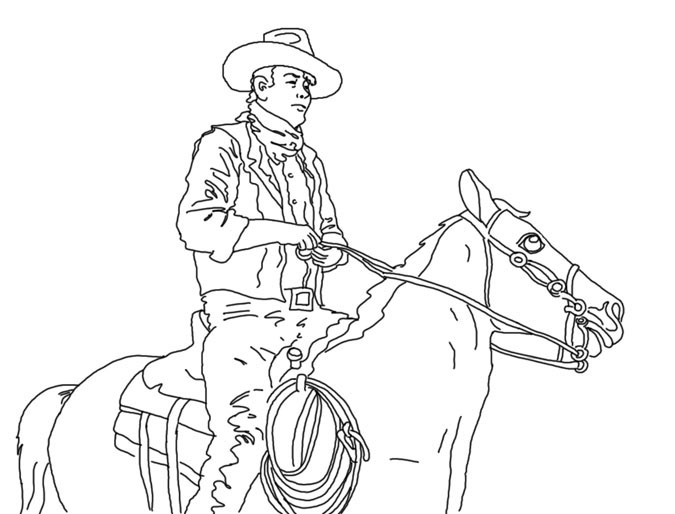 Primo piano di un cowboy disegno da colorare