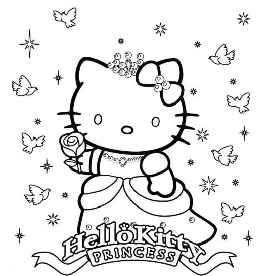 Principessa Hello kitty disegni da colorare gratis
