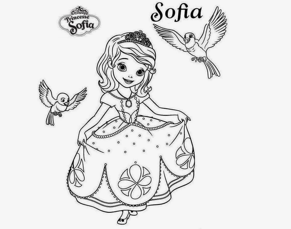 Principessa Sofia con uccellini disegno da colorare gratis