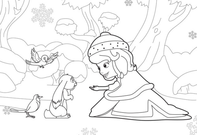 Principessa Sofia in inverno disegno da colorare gratis