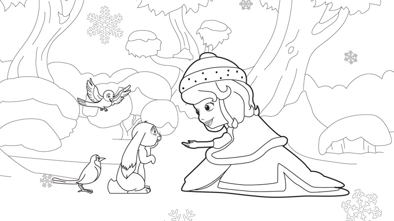 Principessa Sofia in inverno disegno da colorare gratis