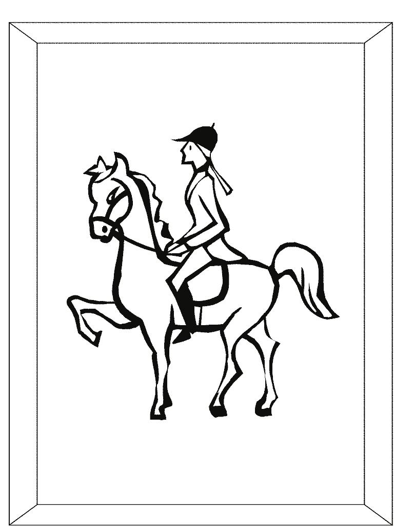 Quadretto con donna a cavallo disegno da colorare