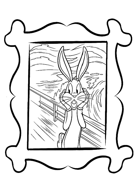 Quadro con Bugs Bunny da stampare e da colorare per bimbi